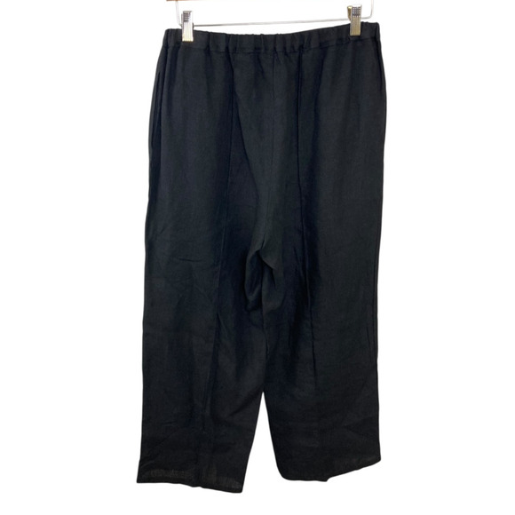 fog linen work Lithuanian Black Linen Seamed Pants Pull On Lagenlook Minimalist - Picture 2 of 3